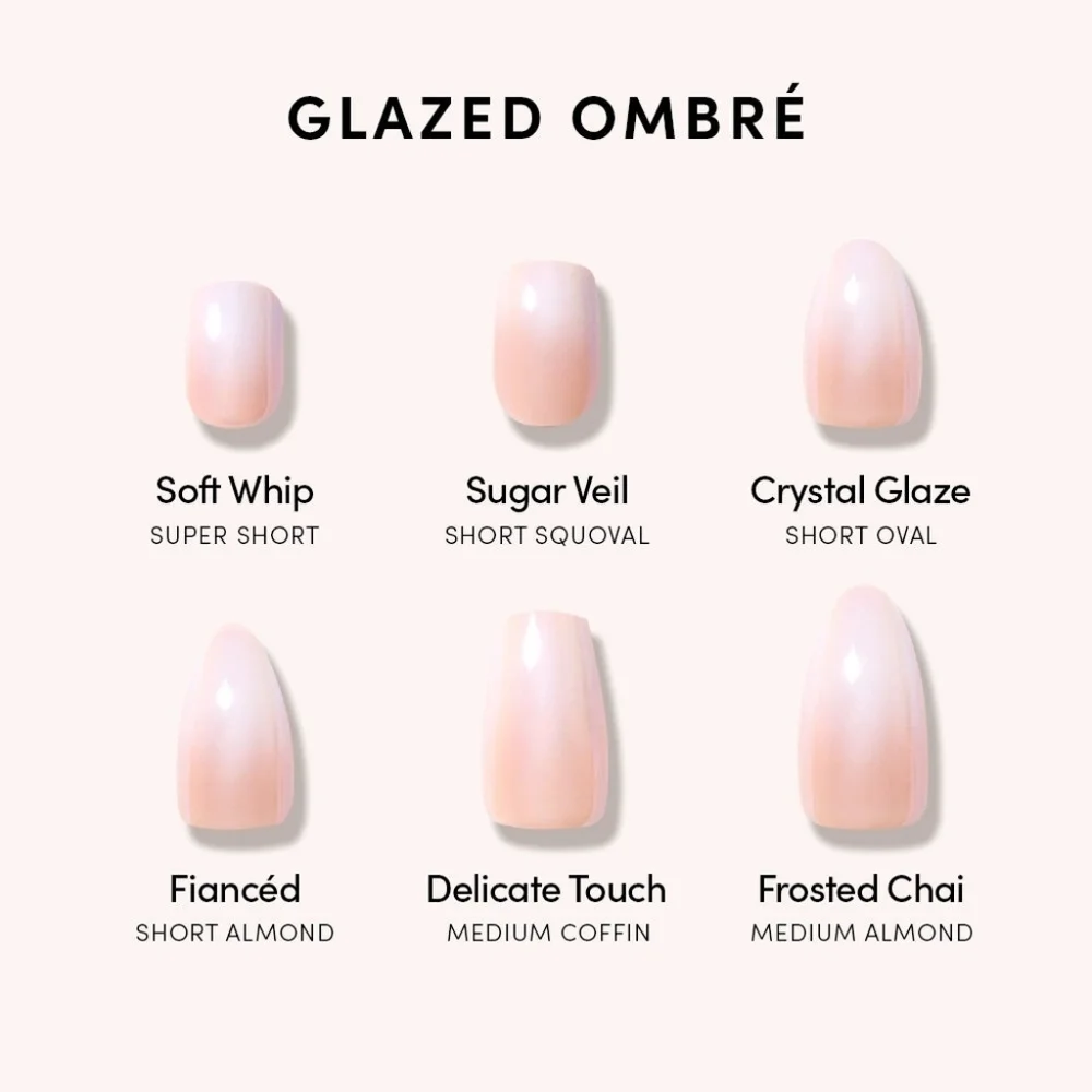 Glamnetic Icons Sugar Veil Short Squoval Gradient Ombre Glaze New